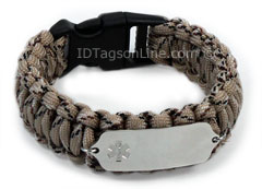 Camo Desert Paracord Medical ID Bracelet with Clear Emblem.